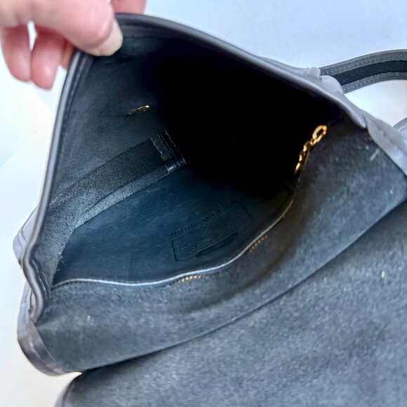 Vintage 90's Coach Crescent Berkeley Saddle Bag Black Leather Brass 9988 - Picture 6 of 12